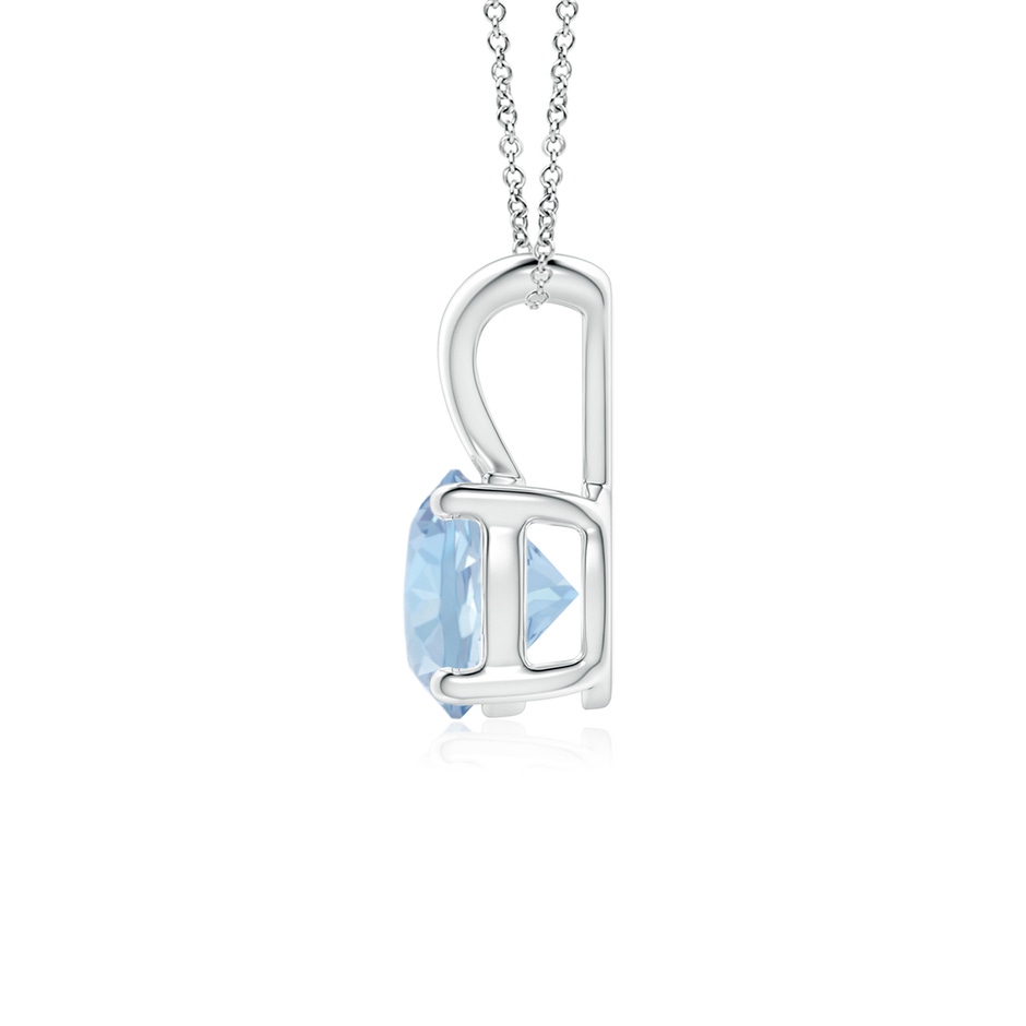 6mm AA V-Bale Round Aquamarine Solitaire Pendant in White Gold side 199