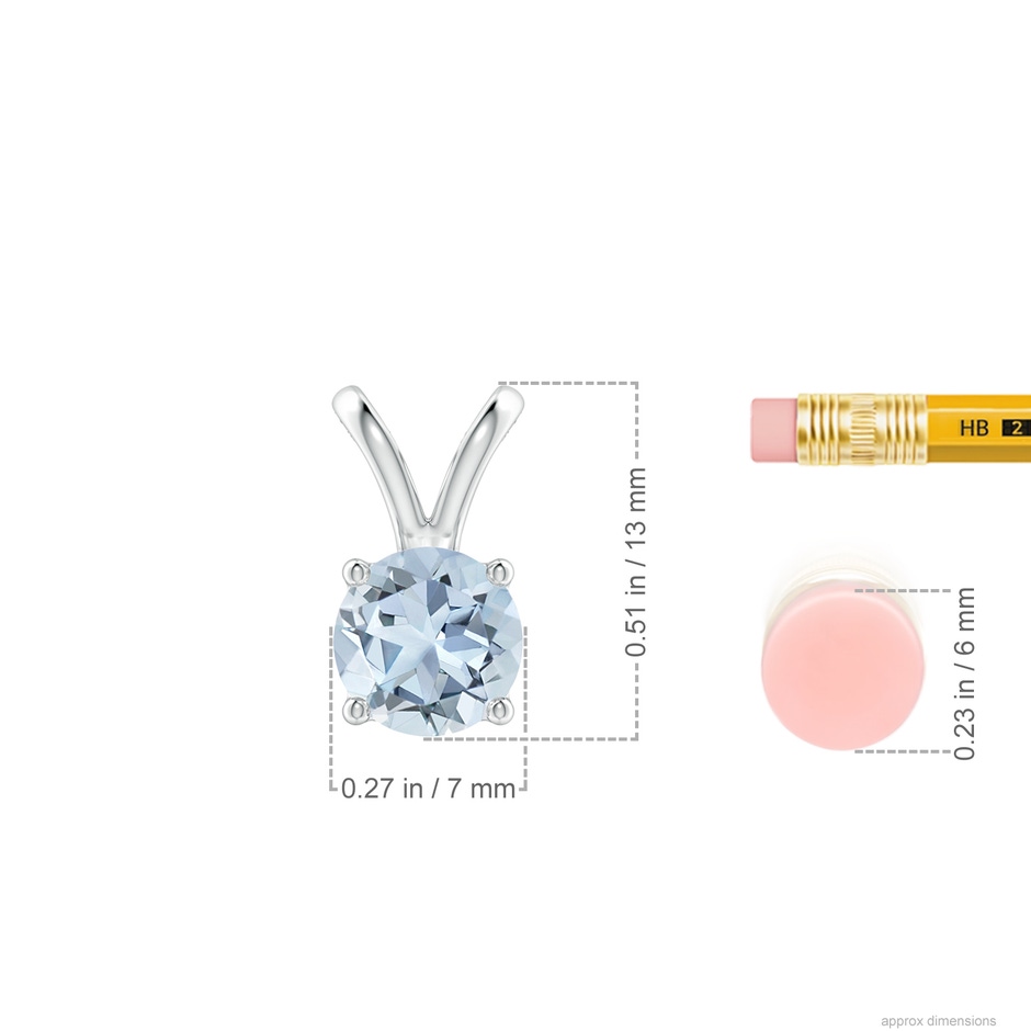 7mm A V-Bale Round Aquamarine Solitaire Pendant in P950 Platinum ruler