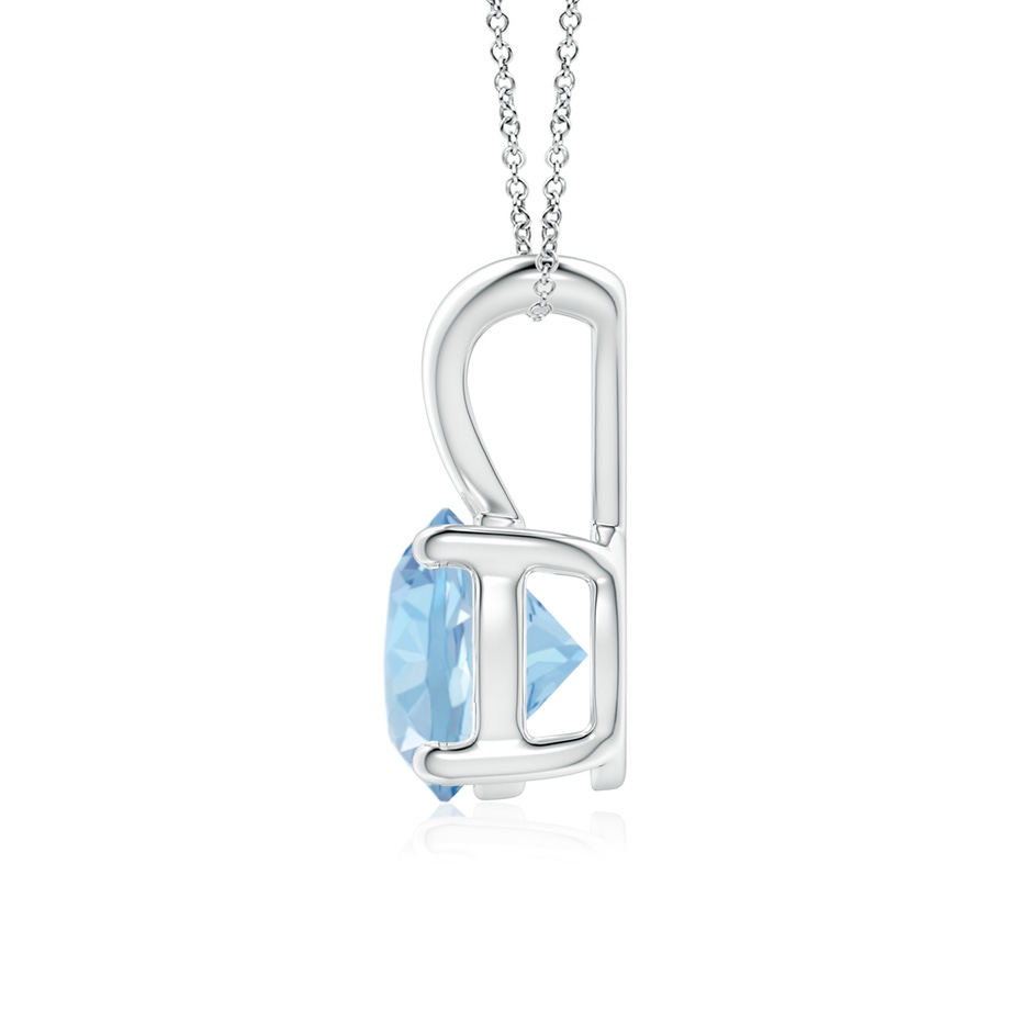 7mm AAA V-Bale Round Aquamarine Solitaire Pendant in White Gold side 199