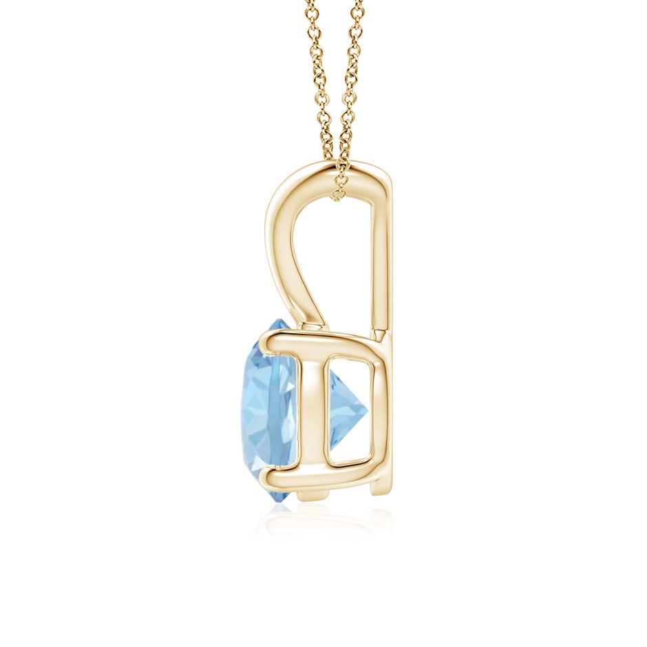7mm AAA V-Bale Round Aquamarine Solitaire Pendant in Yellow Gold side 199