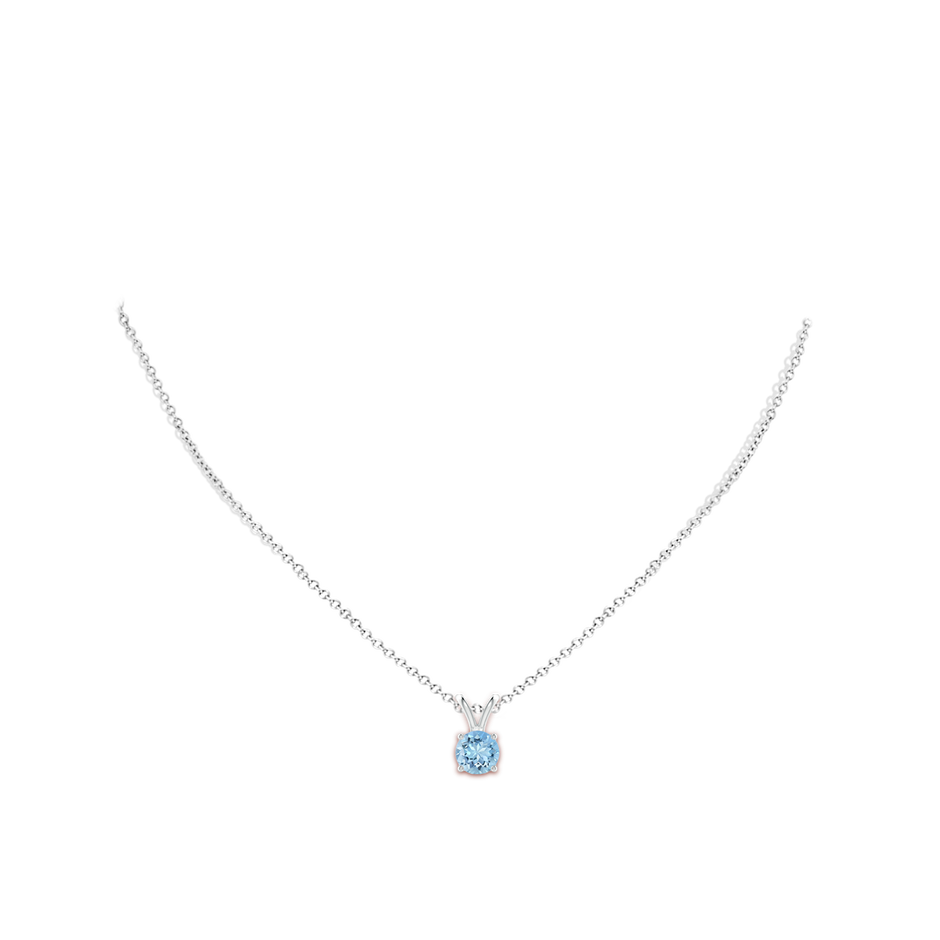 7mm AAAA V-Bale Round Aquamarine Solitaire Pendant in S999 Silver pen