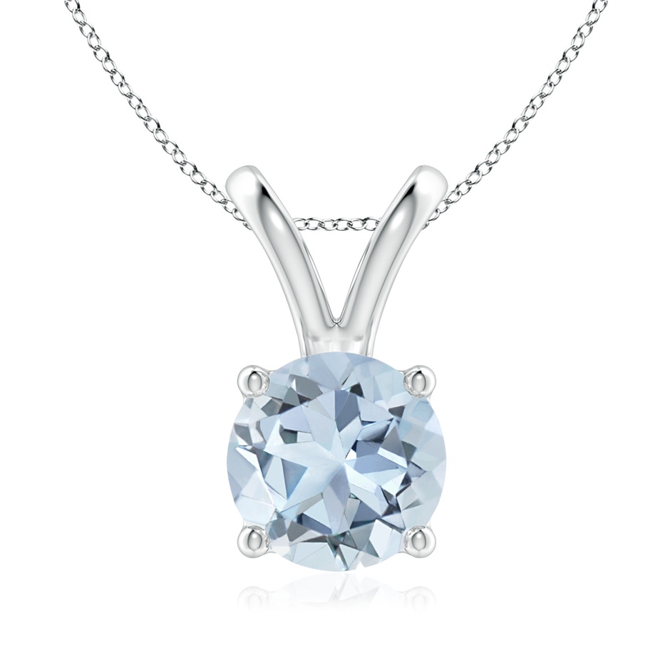 8mm A V-Bale Round Aquamarine Solitaire Pendant in P950 Platinum 
