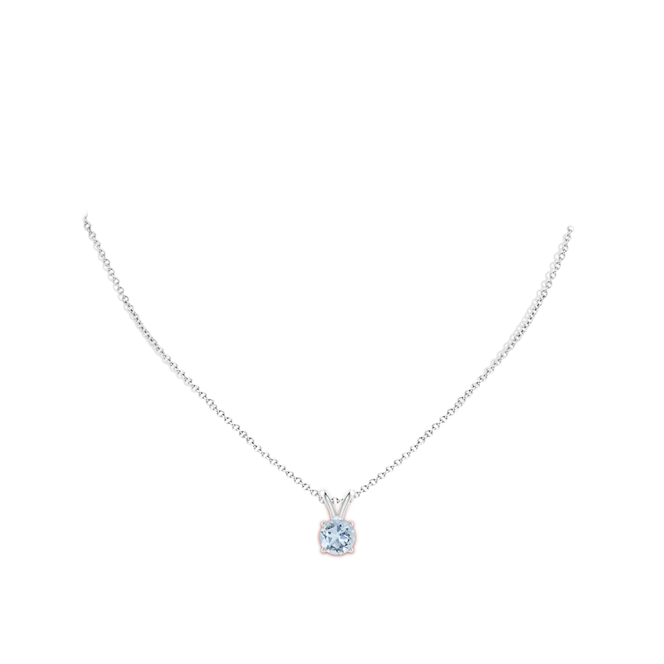 8mm A V-Bale Round Aquamarine Solitaire Pendant in P950 Platinum pen