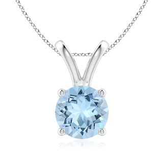 8mm AAA V-Bale Round Aquamarine Solitaire Pendant in White Gold