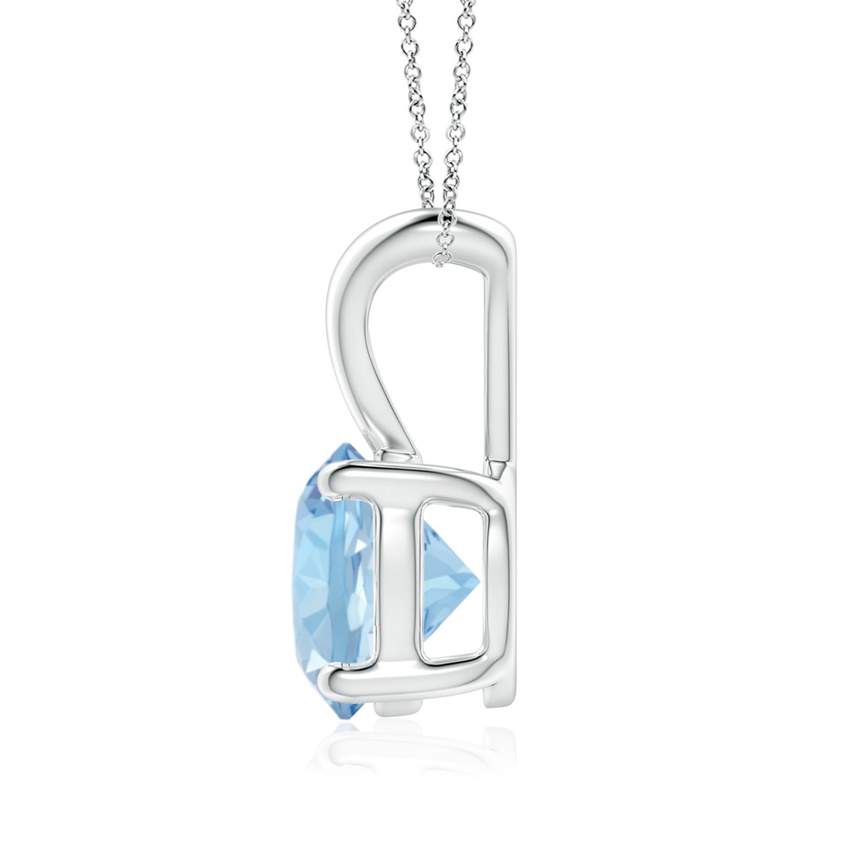 8mm AAA V-Bale Round Aquamarine Solitaire Pendant in White Gold side 199