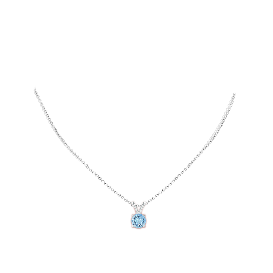 8mm AAAA V-Bale Round Aquamarine Solitaire Pendant in S999 Silver pen