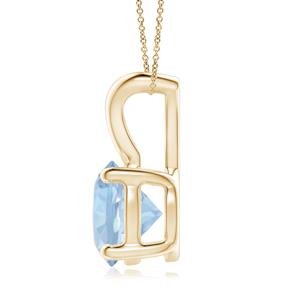 9mm AA V-Bale Round Aquamarine Solitaire Pendant in Yellow Gold side 199