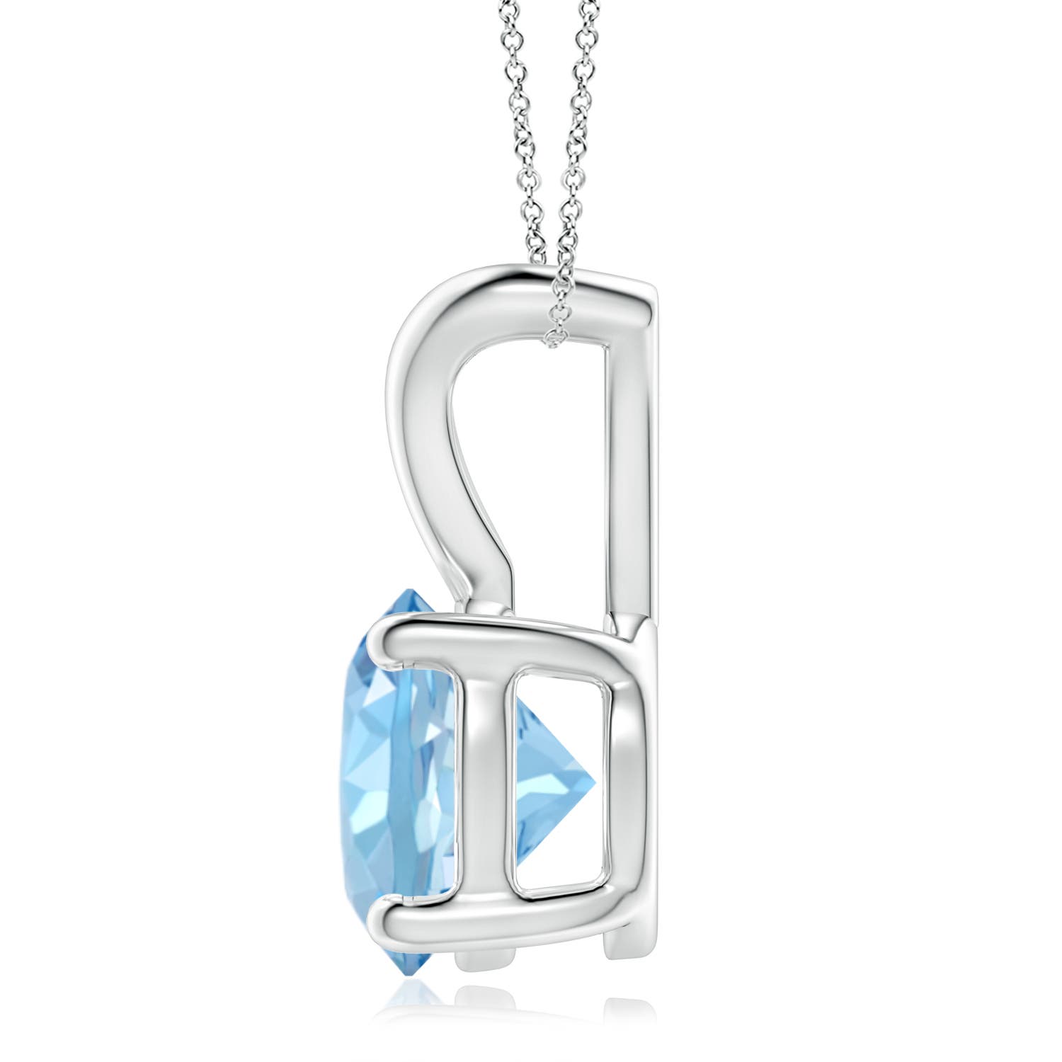 9mm AAAA V-Bale Round Aquamarine Solitaire Pendant in P950 Platinum