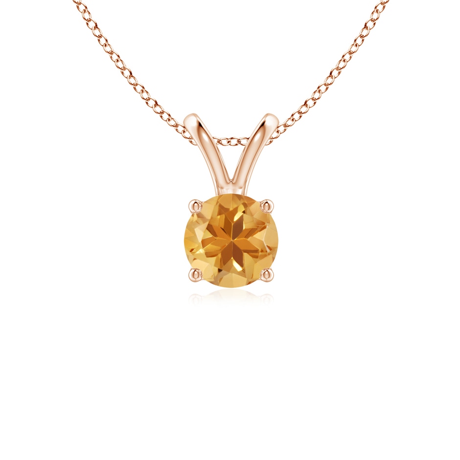5mm A V-Bale Round Citrine Solitaire Pendant in 9K Rose Gold 