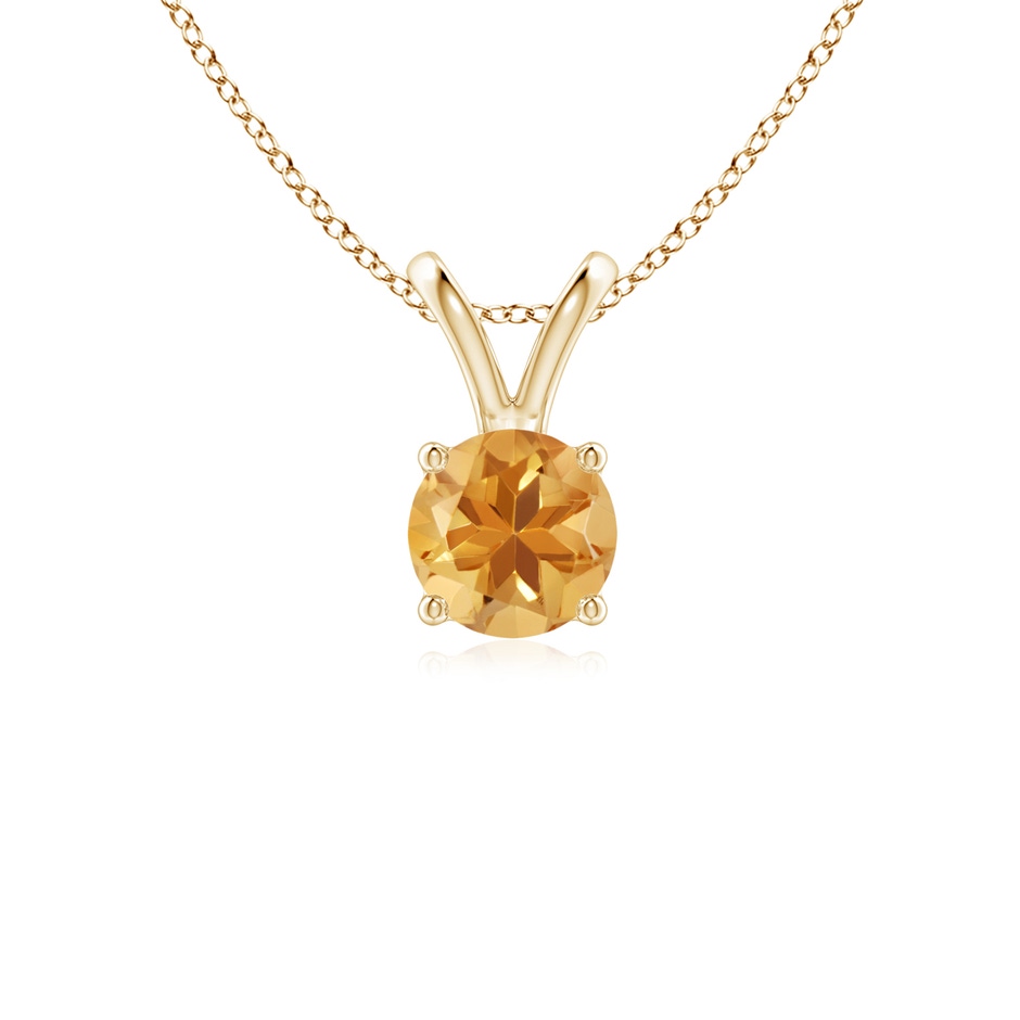 5mm A V-Bale Round Citrine Solitaire Pendant in 9K Yellow Gold 