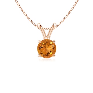 5mm AAA V-Bale Round Citrine Solitaire Pendant in Rose Gold