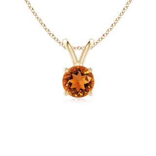 5mm AAAA V-Bale Round Citrine Solitaire Pendant in 9K Yellow Gold