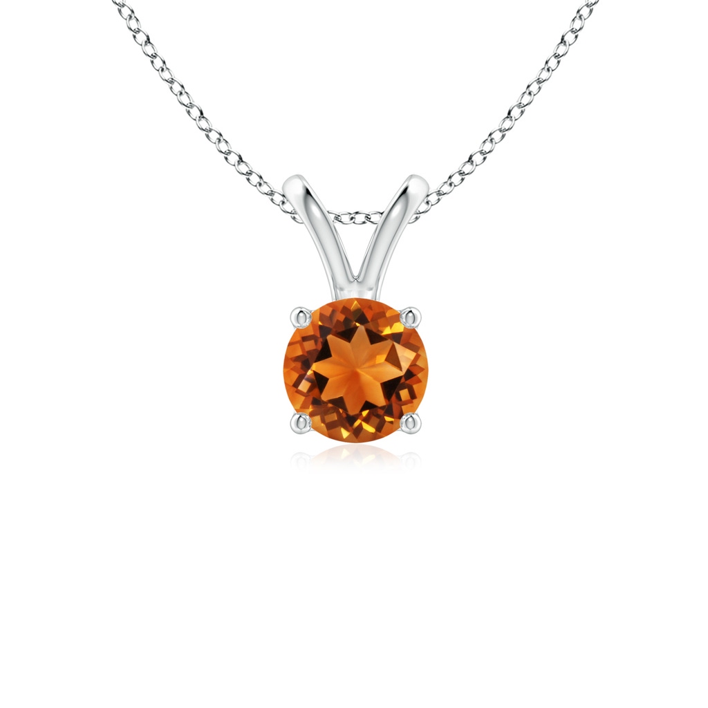 5mm AAAA V-Bale Round Citrine Solitaire Pendant in P950 Platinum