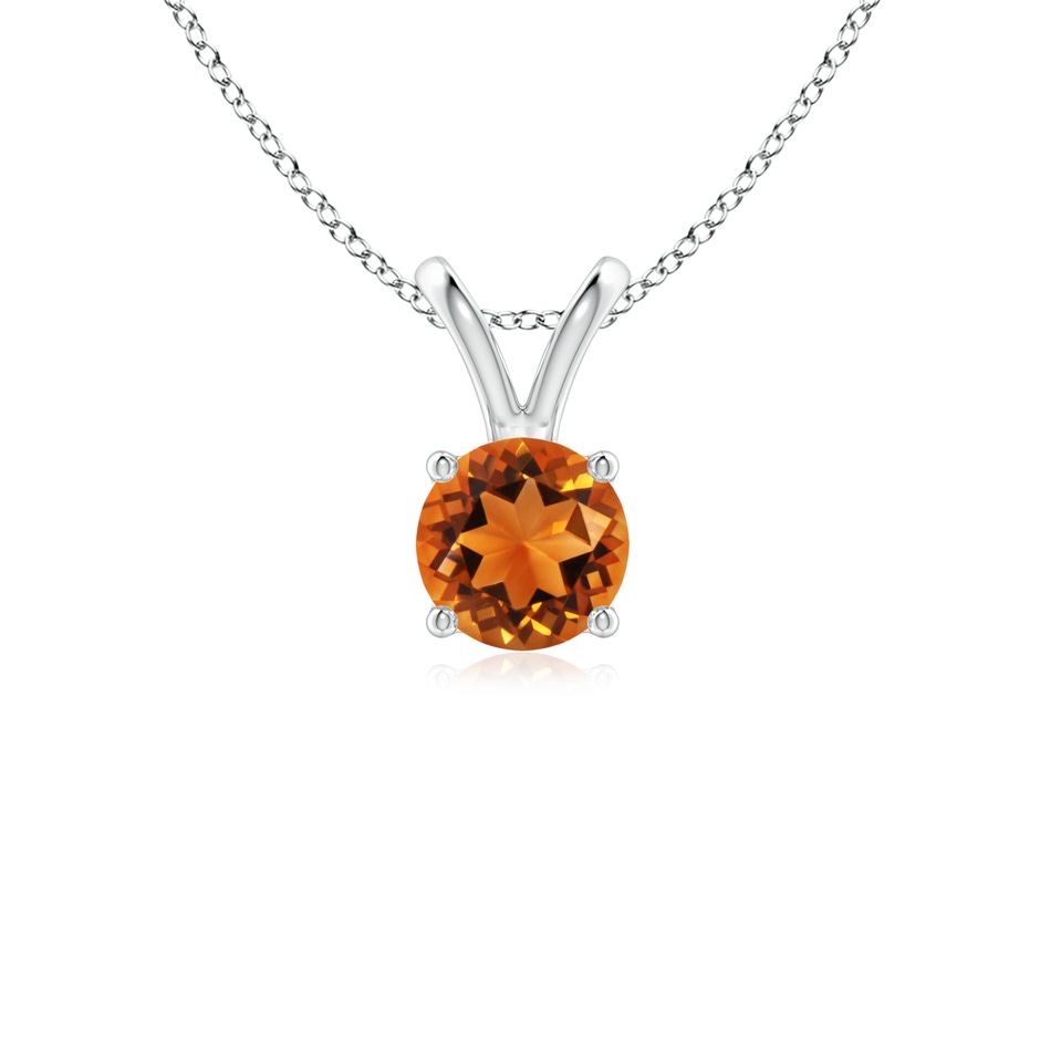 5mm AAAA V-Bale Round Citrine Solitaire Pendant in White Gold 