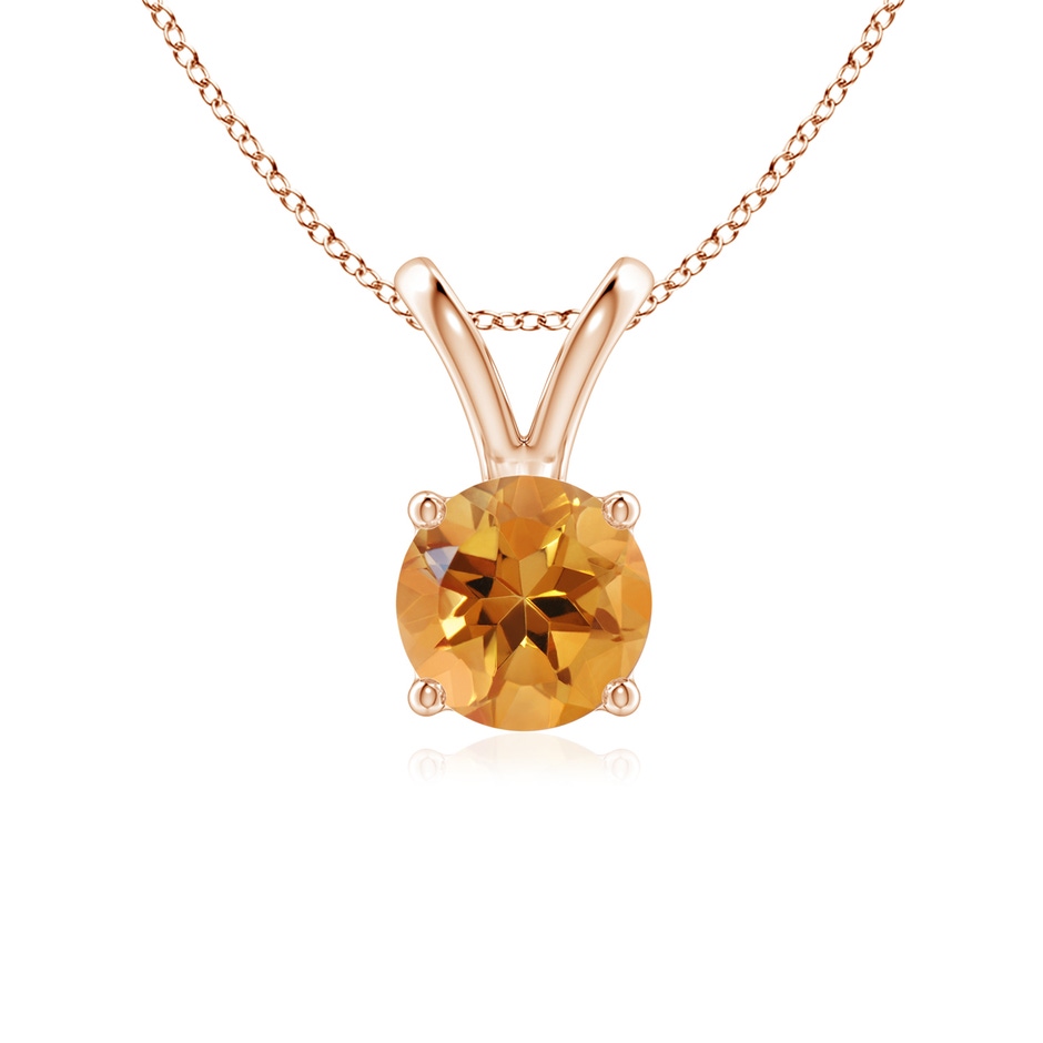 6mm AA V-Bale Round Citrine Solitaire Pendant in Rose Gold 
