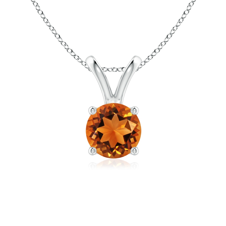6mm AAAA V-Bale Round Citrine Solitaire Pendant in P950 Platinum 