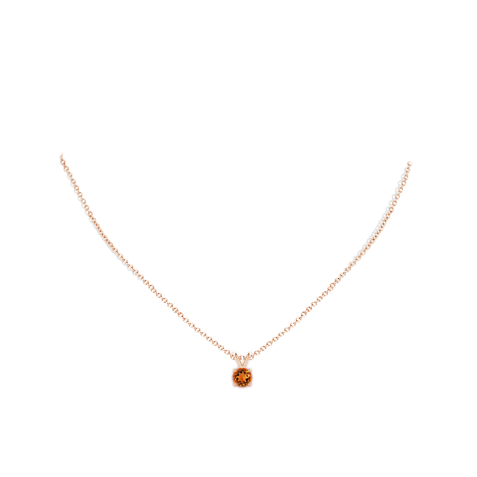 6mm AAAA V-Bale Round Citrine Solitaire Pendant in Rose Gold pen