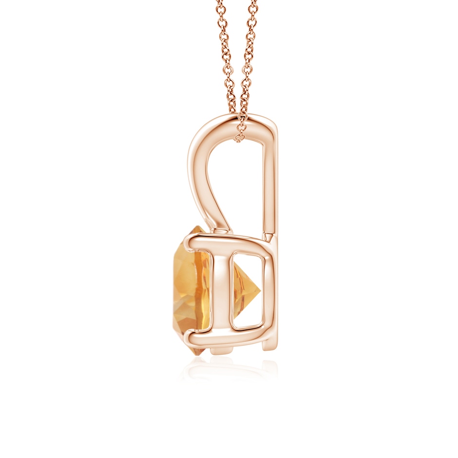 7mm A V-Bale Round Citrine Solitaire Pendant in Rose Gold side 199