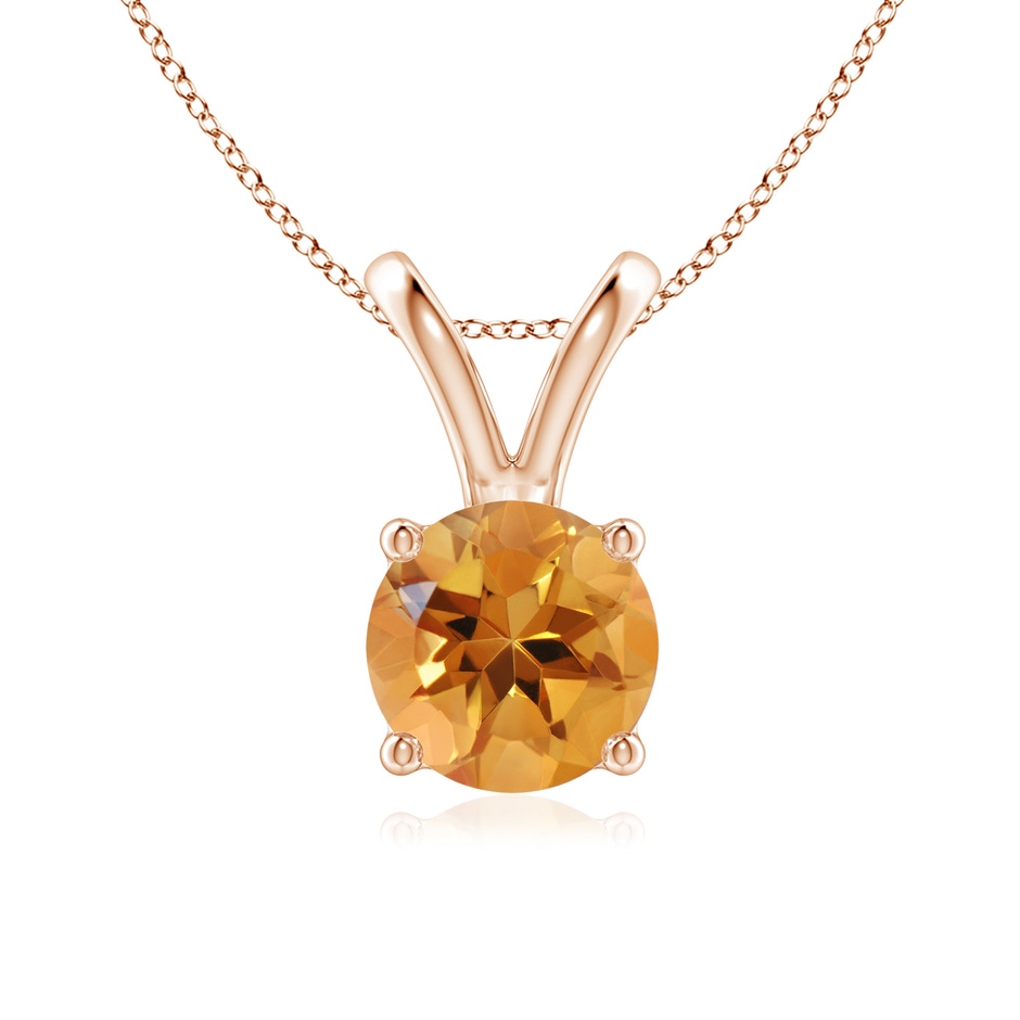 7mm AA V-Bale Round Citrine Solitaire Pendant in Rose Gold 