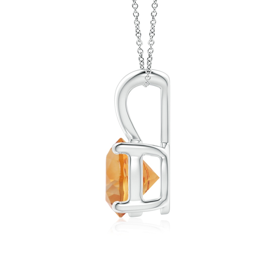 7mm AA V-Bale Round Citrine Solitaire Pendant in White Gold side 199