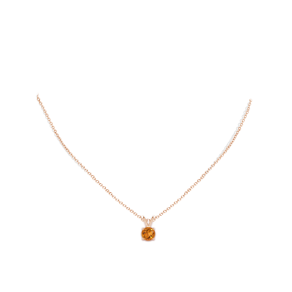7mm AAA V-Bale Round Citrine Solitaire Pendant in Rose Gold pen