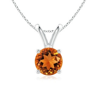 7mm AAAA V-Bale Round Citrine Solitaire Pendant in P950 Platinum