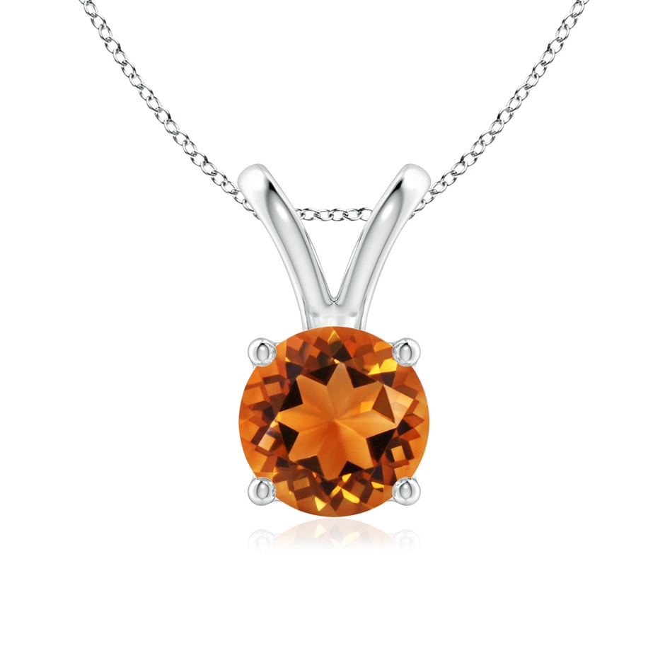 7mm AAAA V-Bale Round Citrine Solitaire Pendant in P950 Platinum 