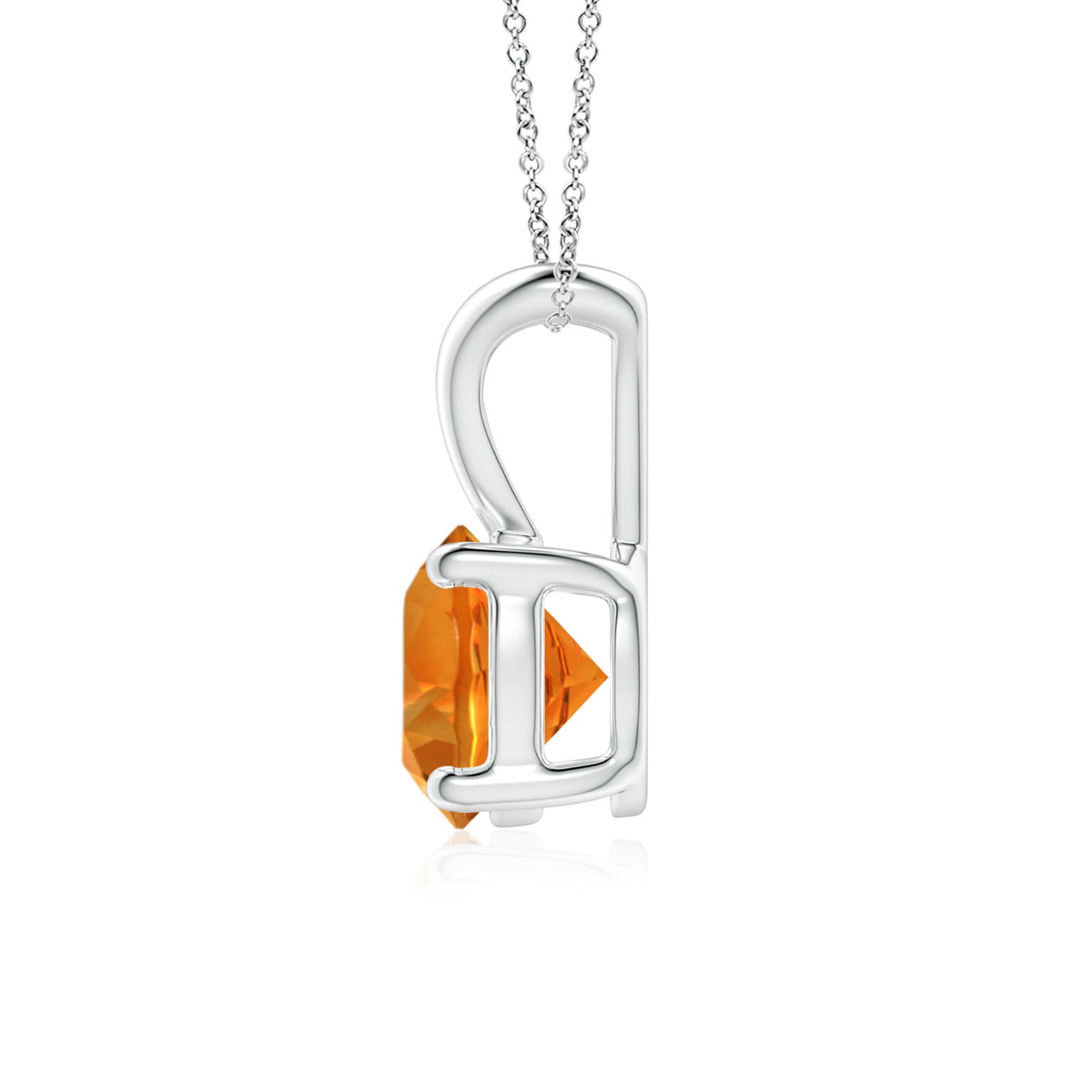 7mm AAAA V-Bale Round Citrine Solitaire Pendant in P950 Platinum