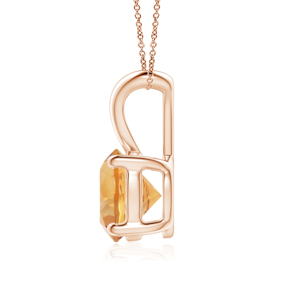8mm A V-Bale Round Citrine Solitaire Pendant in 18K Rose Gold side 199