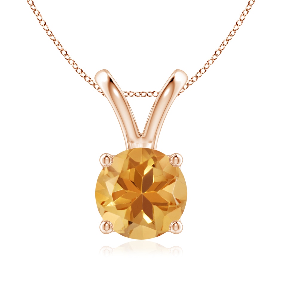8mm A V-Bale Round Citrine Solitaire Pendant in Rose Gold 