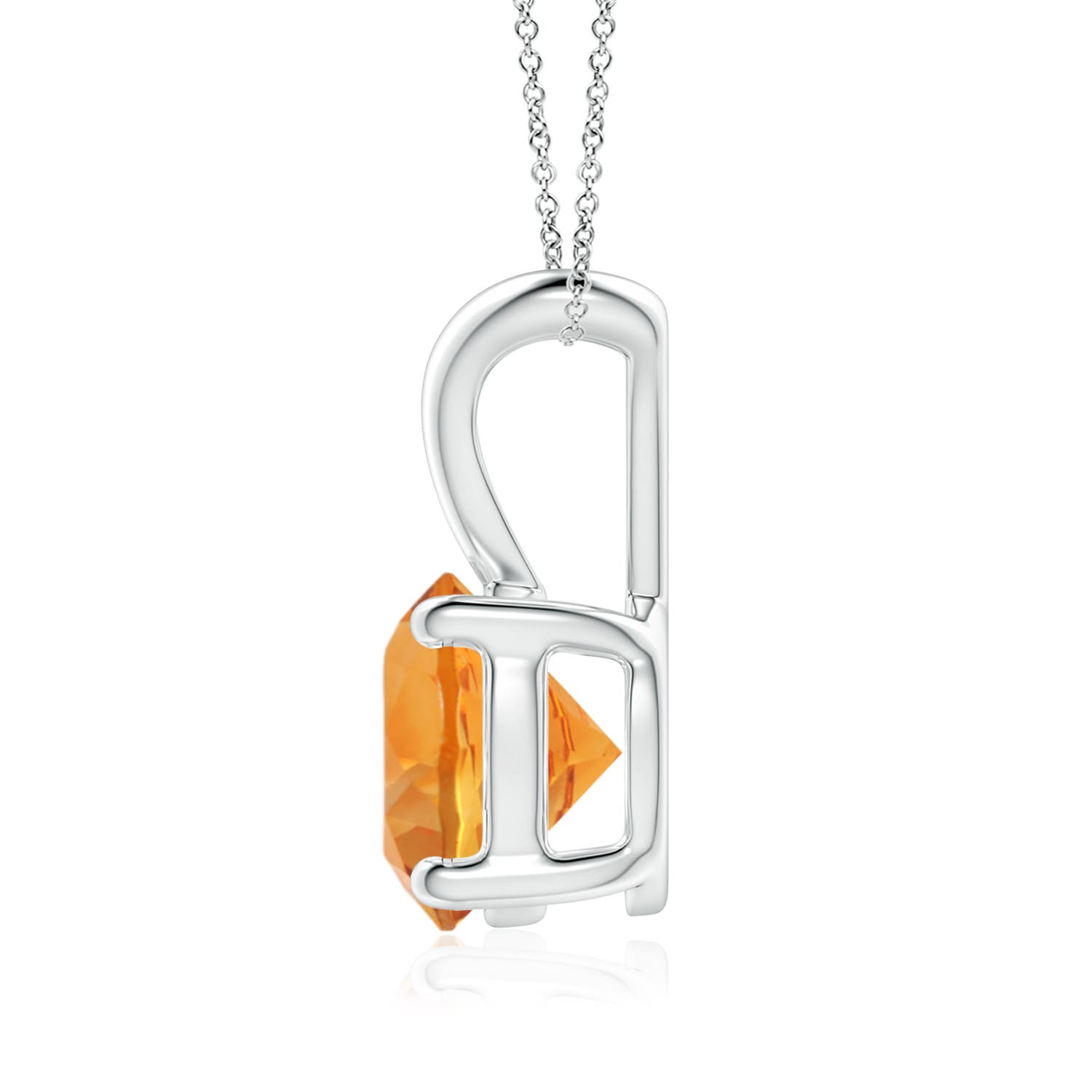 8mm AAA V-Bale Round Citrine Solitaire Pendant in 18K White Gold