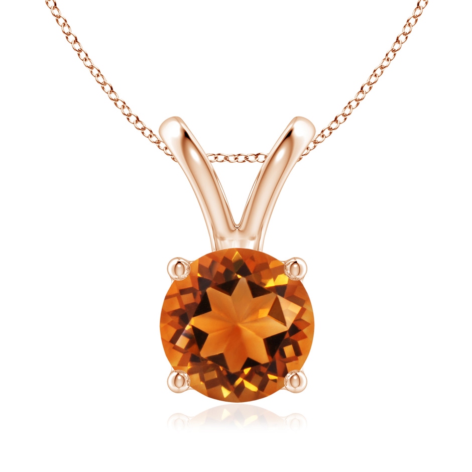8mm AAAA V-Bale Round Citrine Solitaire Pendant in 18K Rose Gold 
