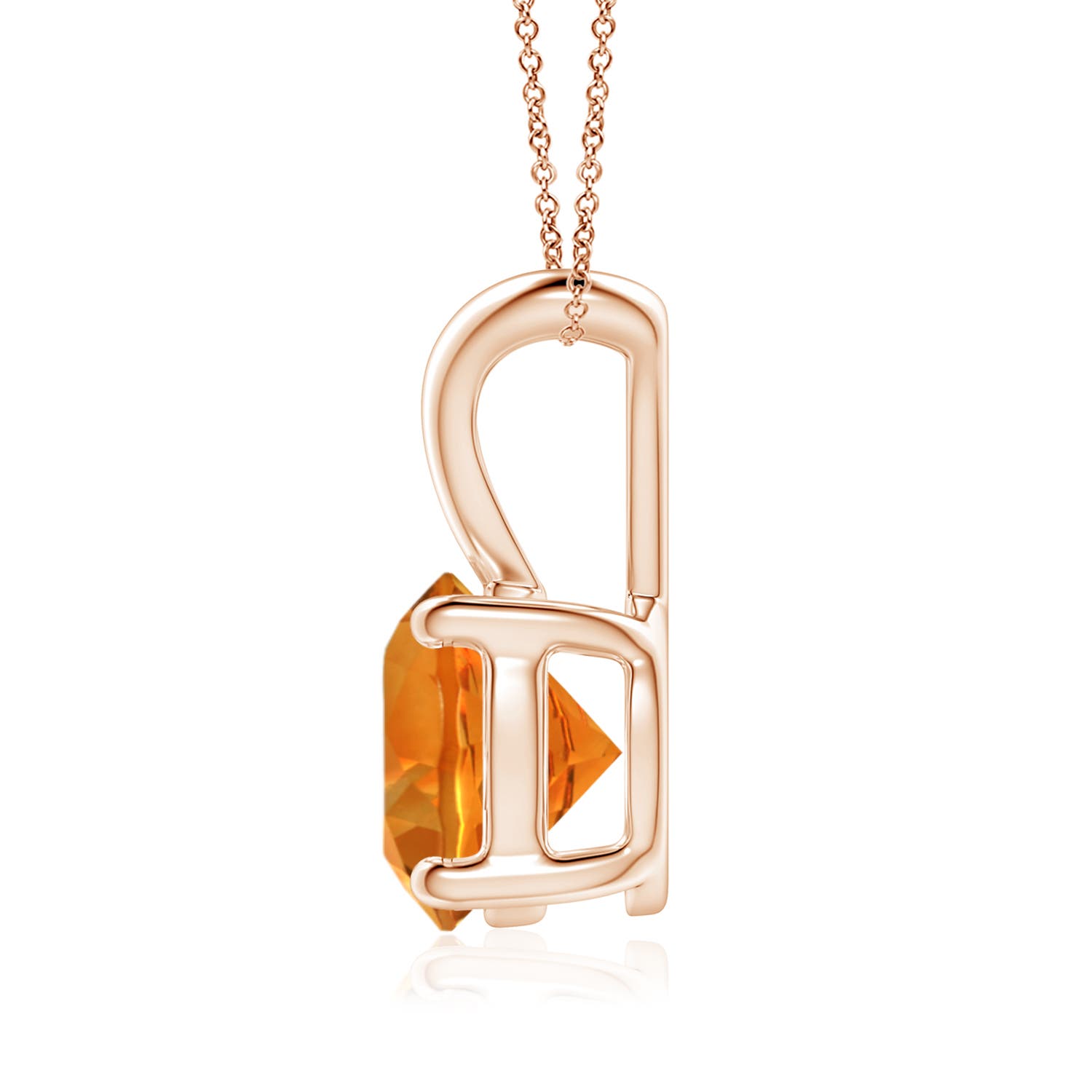 8mm AAAA V-Bale Round Citrine Solitaire Pendant in 18K Rose Gold