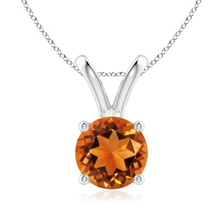 8mm AAAA V-Bale Round Citrine Solitaire Pendant in P950 Platinum