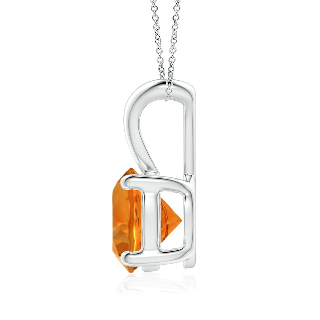 8mm AAAA V-Bale Round Citrine Solitaire Pendant in White Gold Side 1