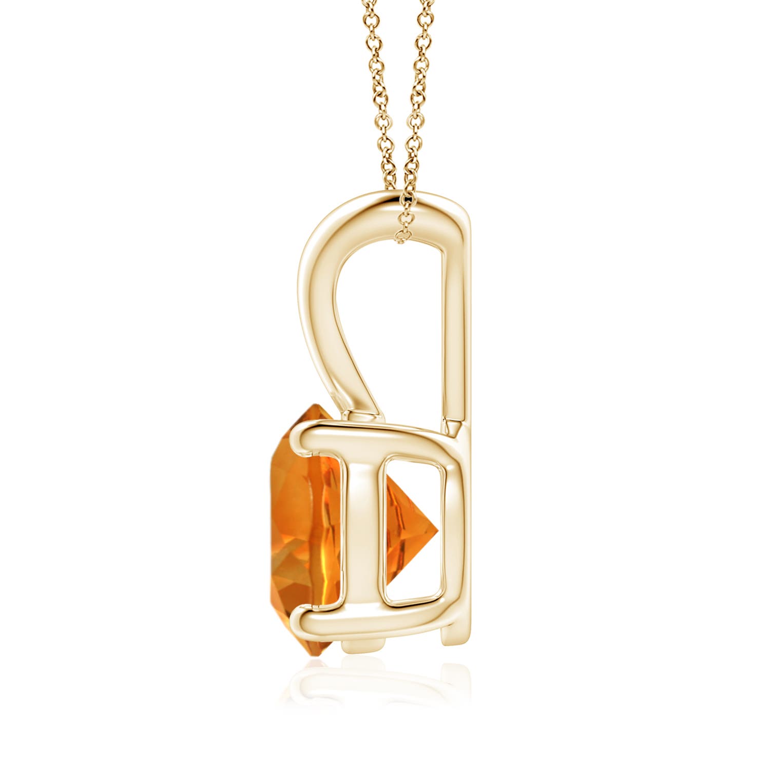 8mm AAAA V-Bale Round Citrine Solitaire Pendant in Yellow Gold