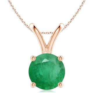 10mm A V-Bale Round Emerald Solitaire Pendant in 9K Rose Gold