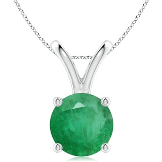 10mm A V-Bale Round Emerald Solitaire Pendant in P950 Platinum