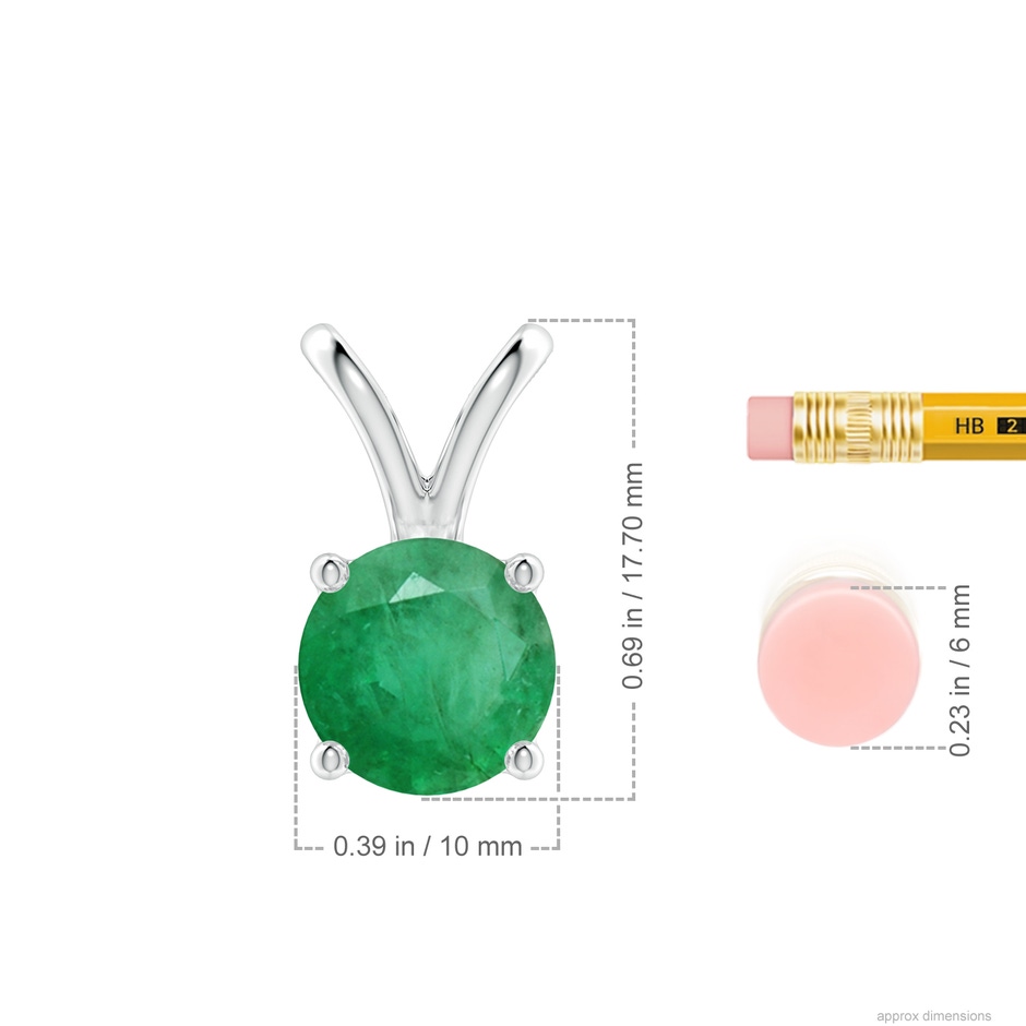 10mm A V-Bale Round Emerald Solitaire Pendant in P950 Platinum ruler