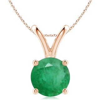 10mm A V-Bale Round Emerald Solitaire Pendant in Rose Gold