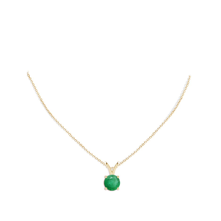 10mm A V-Bale Round Emerald Solitaire Pendant in Yellow Gold pen