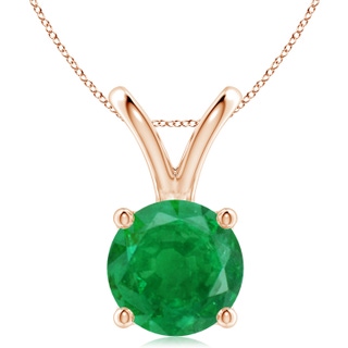 10mm AA V-Bale Round Emerald Solitaire Pendant in 18K Rose Gold