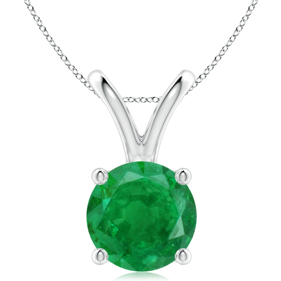 10mm AA V-Bale Round Emerald Solitaire Pendant in P950 Platinum 