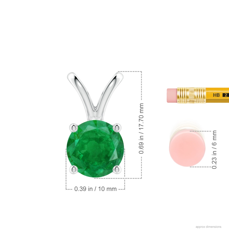 10mm AA V-Bale Round Emerald Solitaire Pendant in P950 Platinum ruler