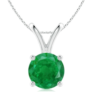 10mm AA V-Bale Round Emerald Solitaire Pendant in S999 Silver