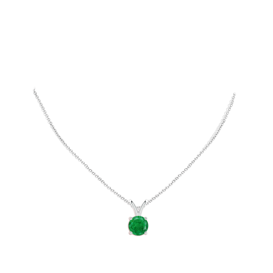 10mm AA V-Bale Round Emerald Solitaire Pendant in S999 Silver pen