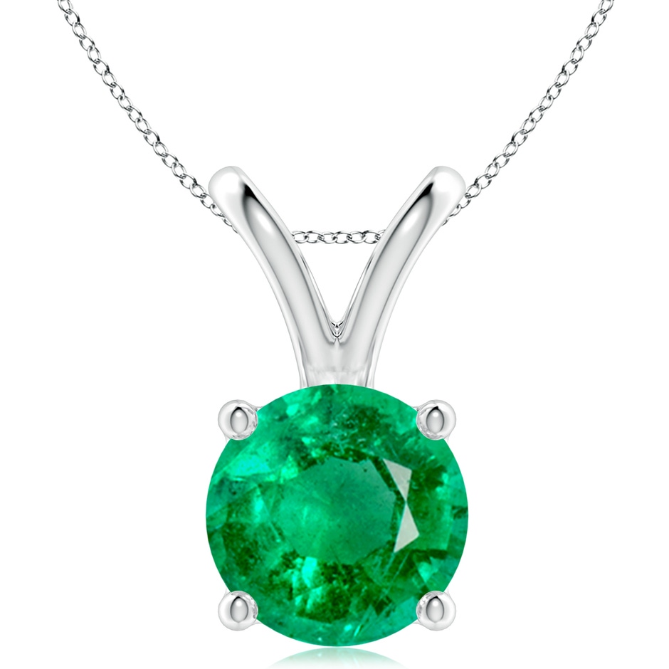 10mm AAA V-Bale Round Emerald Solitaire Pendant in P950 Platinum 