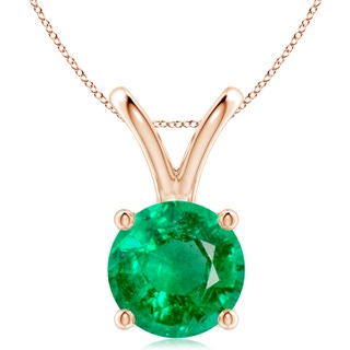 10mm AAA V-Bale Round Emerald Solitaire Pendant in Rose Gold