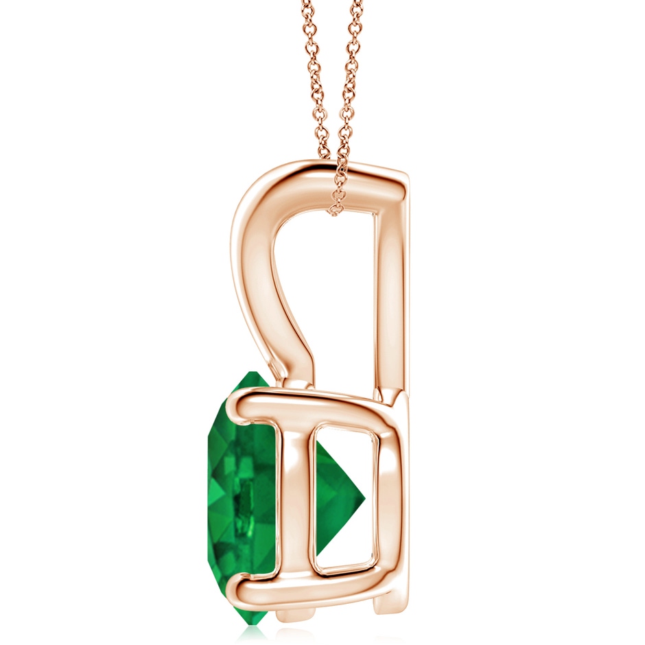 10mm AAA V-Bale Round Emerald Solitaire Pendant in Rose Gold side 199