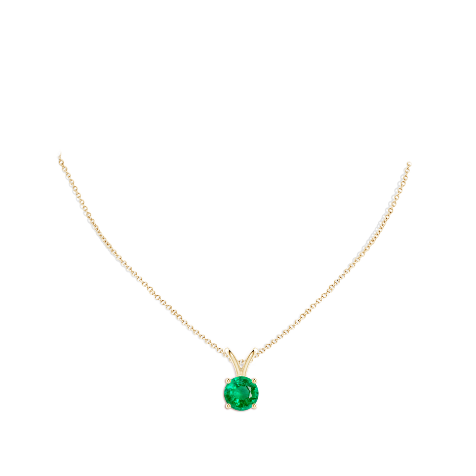 10mm AAA V-Bale Round Emerald Solitaire Pendant in Yellow Gold pen